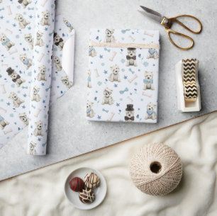 White Westie with Accessories Whimsical Wrapping Paper