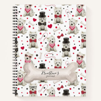 White Westies with Accessories Personalised Notebook