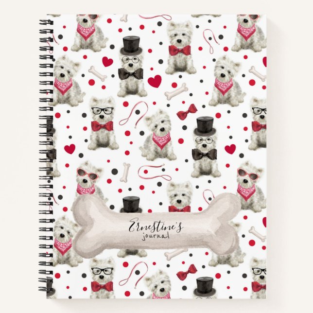 White Westies with Accessories  Personalised Notebook (Front)