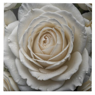 White wet rose close up design ceramic tile