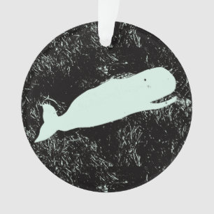 white whale circle ornament
