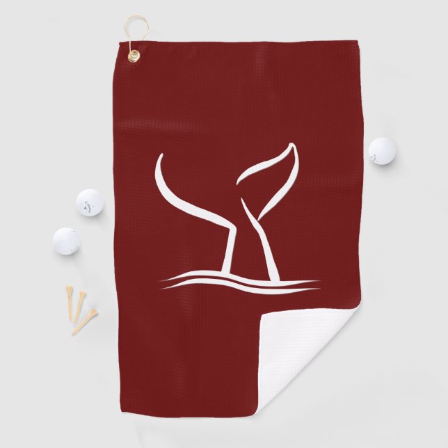 White Whale Tail Dark Red Golf Towel (InSitu)