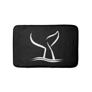 White Whale Tail on Black Bath Mat