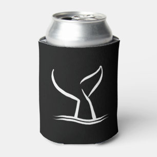 White Whale Tail on Black Can Cooler