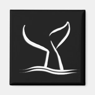 White Whale Tail on Black Magnet