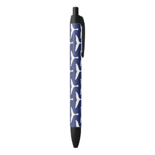 White Whale Tail Sea Animal Blue Ocean Marine Black Ink Pen