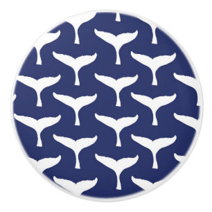 White Whale Tail Sea Animal Blue Ocean Marine Ceramic Knob