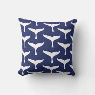 White Whale Tail Sea Animal Blue Ocean Marine Cushion