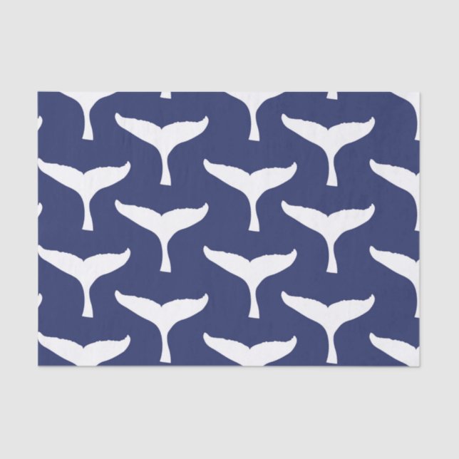 White Whale Tail Sea Animal Blue Ocean Marine Tissue Paper (Front)