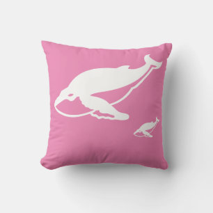 white whales on pink pillow