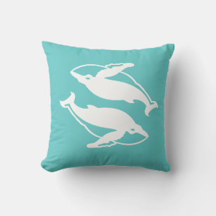 white whales  on teal blue pillow