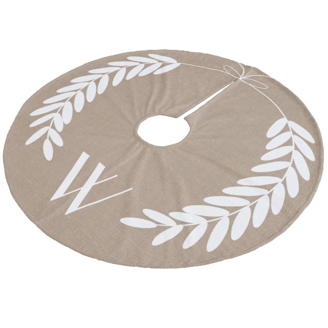 White Wheat Laurels Burlap Fleece Tree Skirt