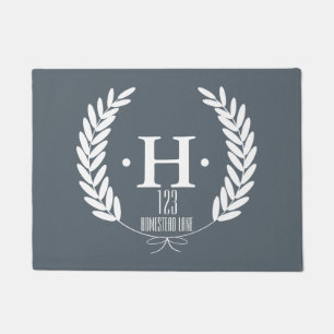White Wheat Laurels - Personalised House Number Doormat
