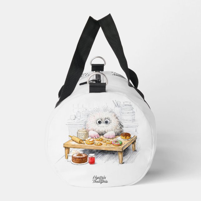 White Whimsical Powdered Sugar Monster Duffle Bag (Left)