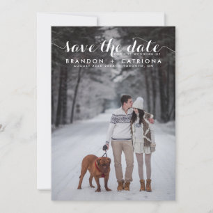 White Whimsical Script Photo Save The Date