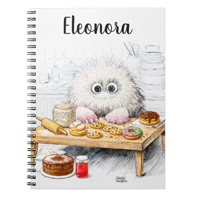 White whimsical sugar monster design notes notebook (Front)