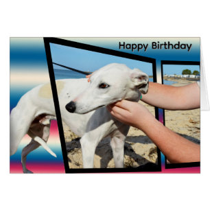 White Whippet Dimensional Art, Birthday Card