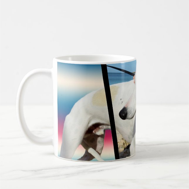 White Whippet Dog Dimensional Art, Coffee Mug (Left)