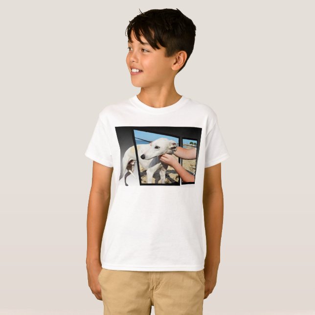 White Whippet Dog Dimensional Art, T-Shirt (Front Full)