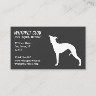 White Whippet Dog Silhouette Pet Services Grey Business Card