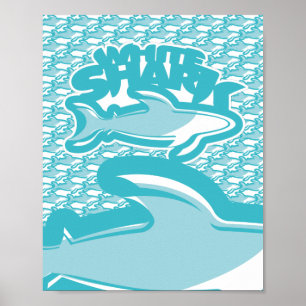 WHITE/ WHITE TIBURON/SHARK BY MASANSER POSTER