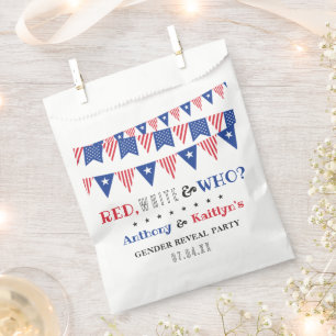 White & Who? 4th Of July Gender Reveal Party Favour Bag