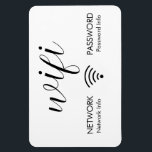 White Wifi Password Sign Black Wifi Network Info Magnet<br><div class="desc">This white and black wifi password and network sign is customisable for your. Make it easy for your guests at home or AirBnB guests to connect while visiting with you with this wifi magnetic sign.</div>