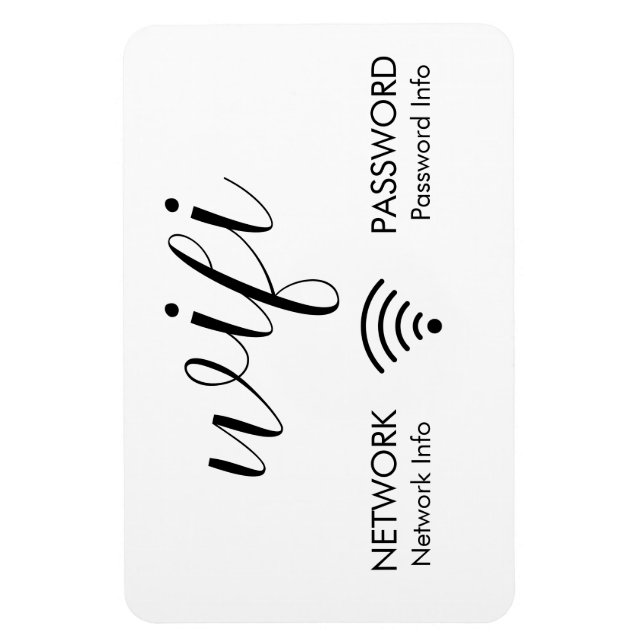 White Wifi Password Sign Black Wifi Network Info Magnet (Vertical)