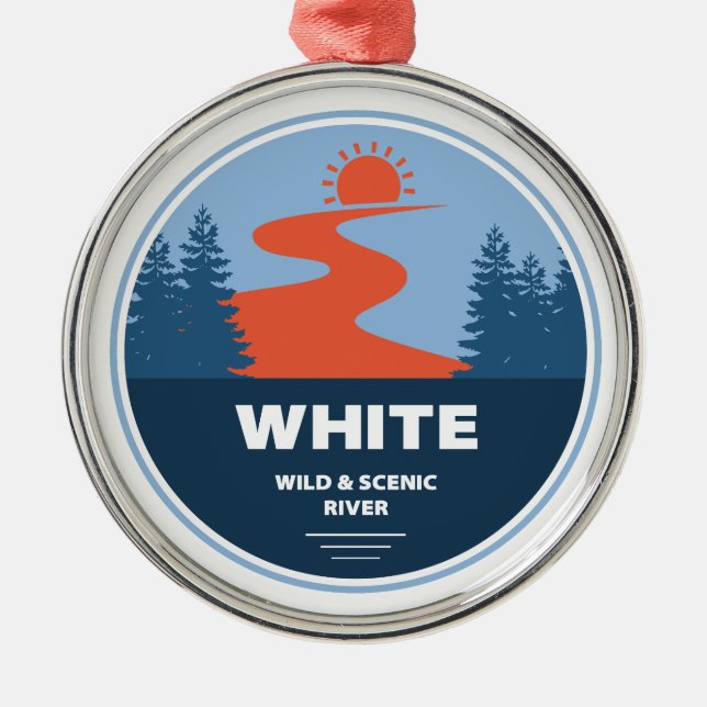 White Wild and Scenic River Oregon Metal Ornament (Front)