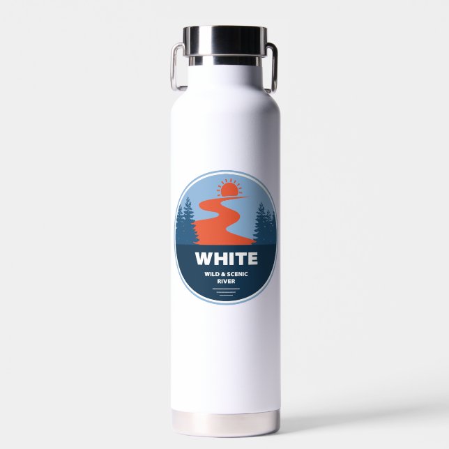 White Wild and Scenic River Oregon Water Bottle (Front)
