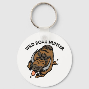 White Wild Boar Hunter Key Ring