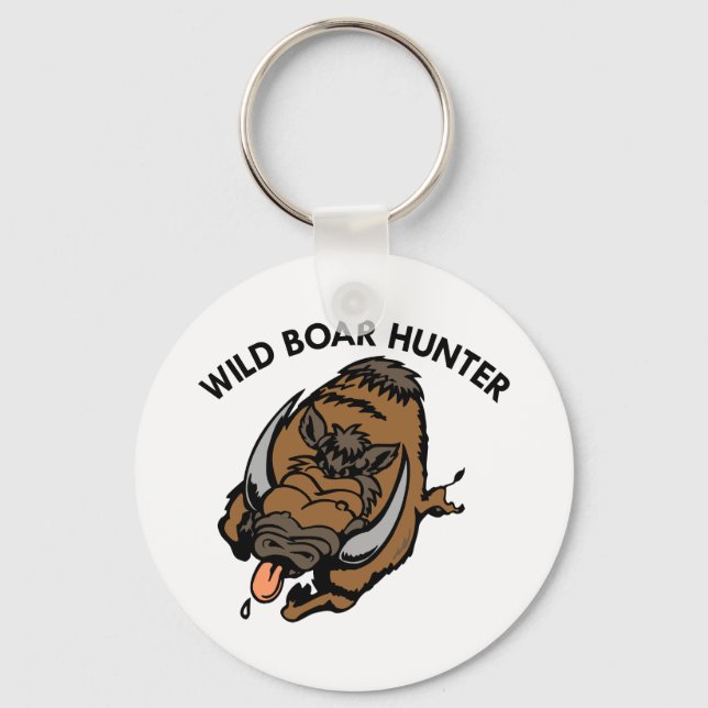 White Wild Boar Hunter Key Ring (Front)