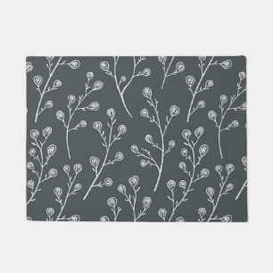 White Wild flower pattern Doormat