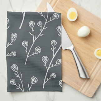 White Wild flower pattern Tea Towel