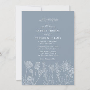 White Wild Flowers   Boho Chic Wedding Invitation