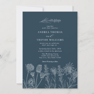 White Wild Flowers Boho Chic Wedding Invitation