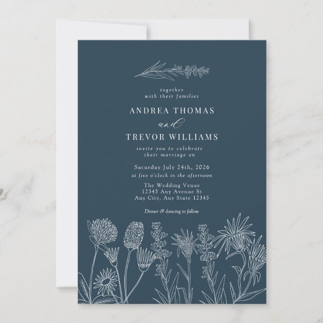 White Wild Flowers | Boho Chic Wedding Invitation (Front)