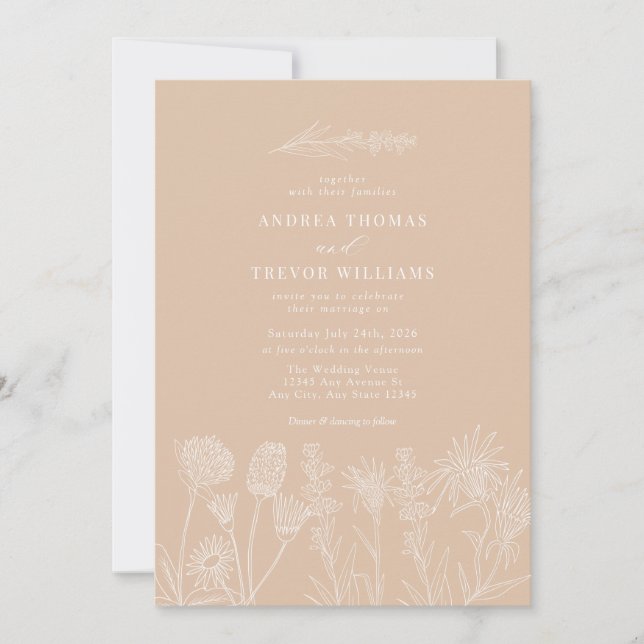 White Wild Flowers | Boho Chic Wedding Invitation (Front)