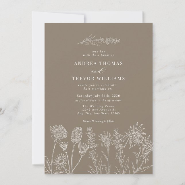White Wild Flowers | Boho Chic Wedding Invitation (Front)