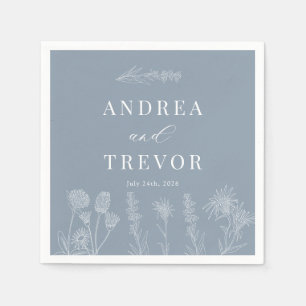 White Wild Flowers Boho Chic Wedding Napkin