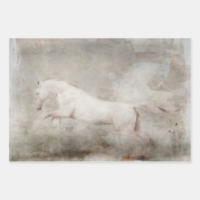 White Wild Horse Decoupage Paper (Front)
