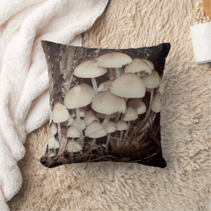 White Wild Mushroom Cluster  Cushion