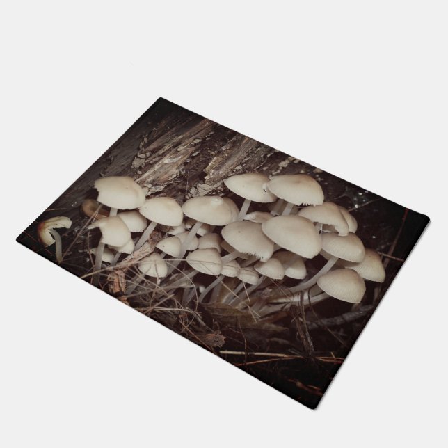 White Wild Mushroom Cluster  Doormat (Angled)