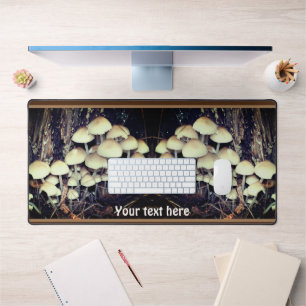 White Wild Mushroom Cluster Personalised Desk Mat