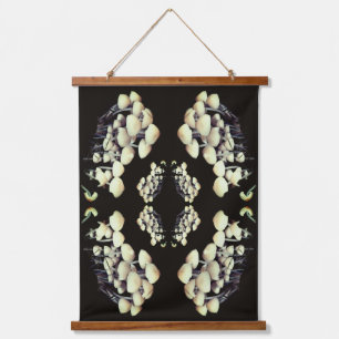 White Wild Mushrooms Abstract Nature Pattern     Hanging Tapestry
