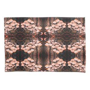 White Wild Mushrooms Abstract Nature Pattern Pillowcase
