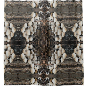 White Wild Mushrooms Abstract Nature Pattern    Shower Curtain
