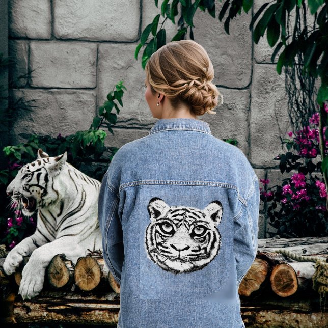 White Wild Tiger  Denim Jacket (Creator Uploaded)