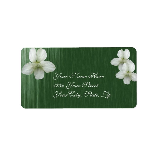 White Wild Violet Coordinating Items Label (Front)