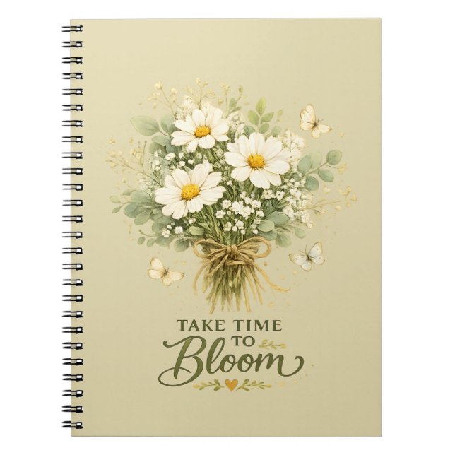 White Wildflower Bouquet Notebook (Front)
